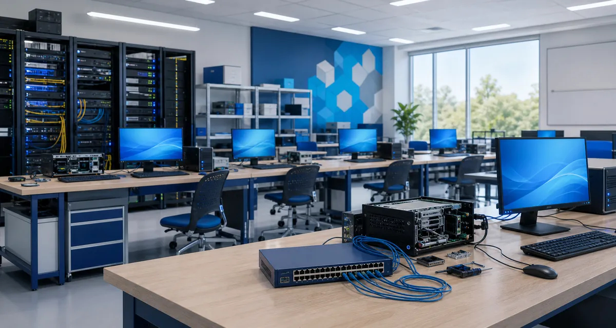 NextGen Campus practical IT lab with workstations and equipment