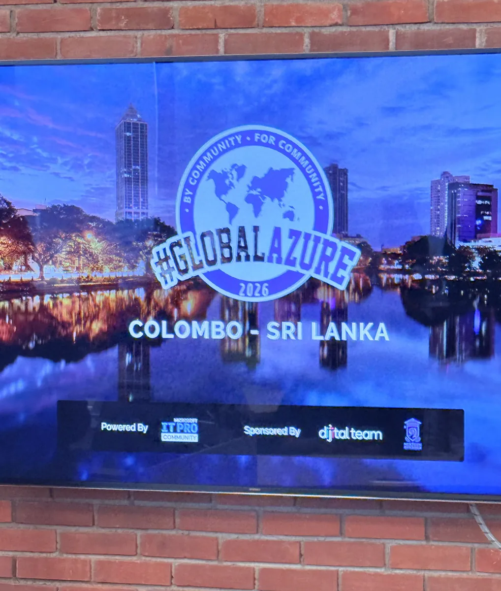 Global Azure Bootcamp 2026 event screen in Colombo Sri Lanka