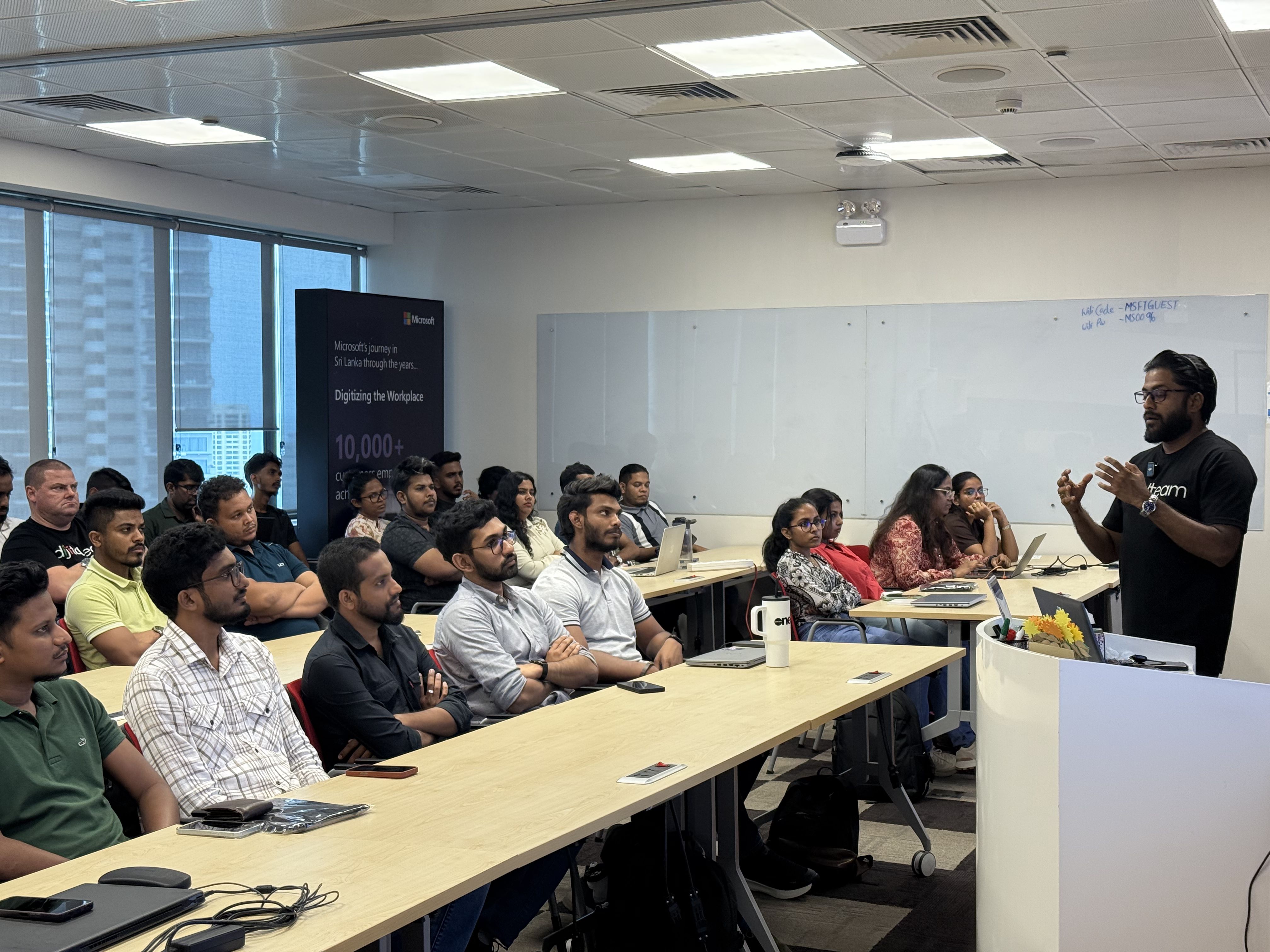 Participants learning with a speaker at Microsoft Global Azure Boot Camp 2026