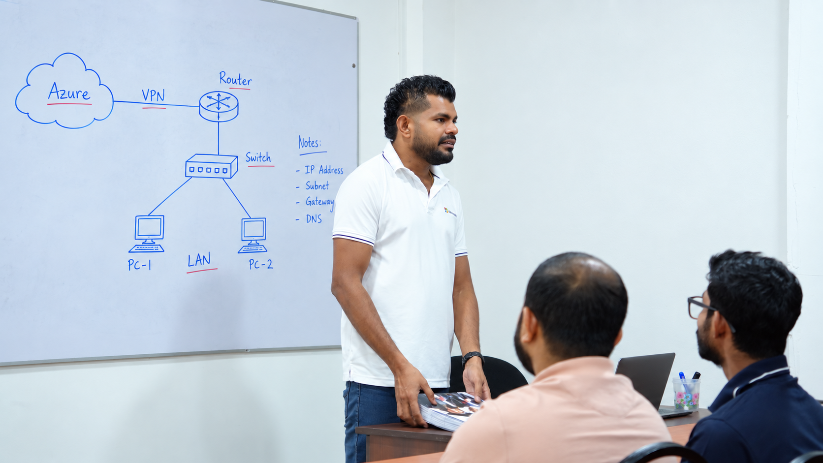 Instructor explaining Azure VPN and local networking
