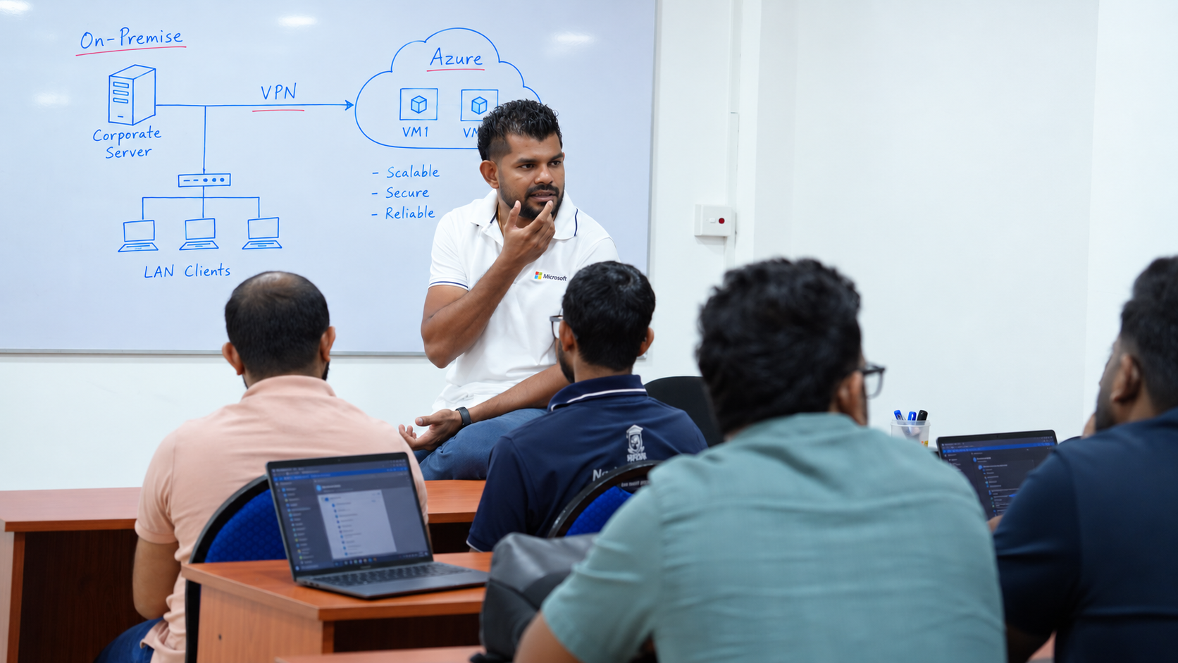 Classroom demonstration connecting on-premises servers to Azure