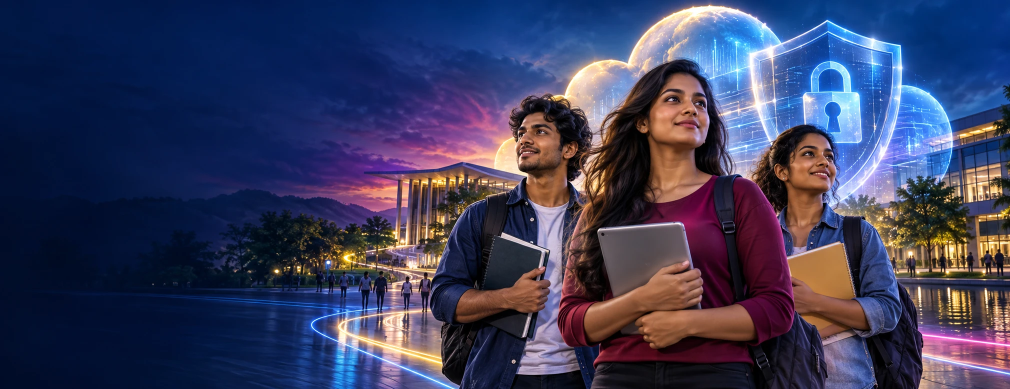 AI-generated BSc in Cloud Computing and Cybersecurity campaign scene