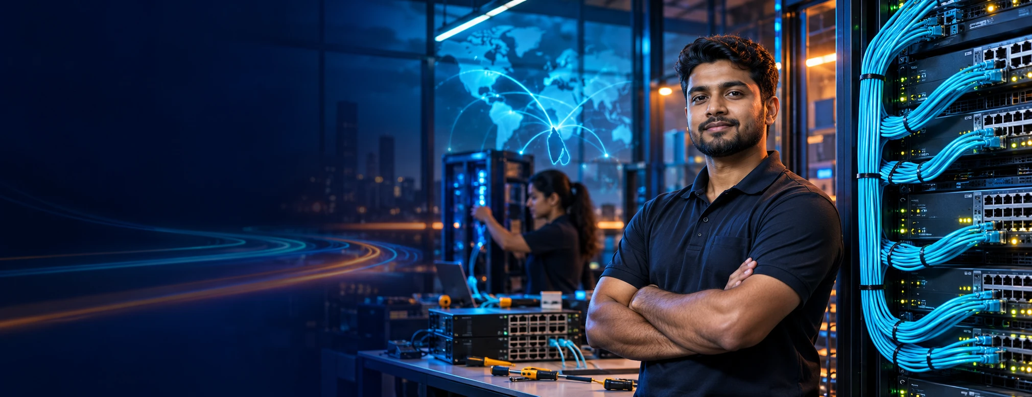 AI-generated Cisco CCNA Physical Lab Bootcamp campaign scene