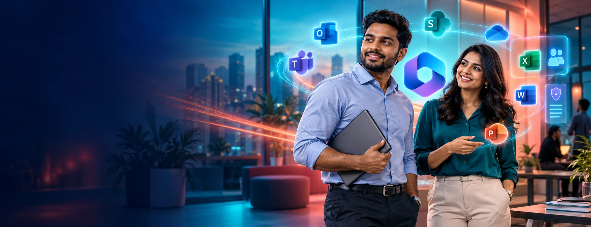 AI-generated Microsoft 365 Administrator Programme campaign scene