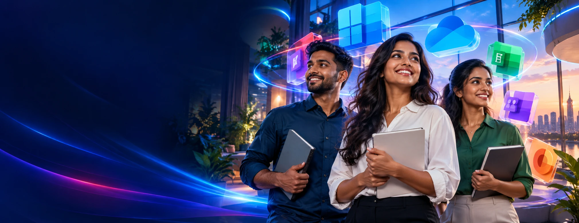 AI-generated Microsoft 365 Fundamentals campaign scene