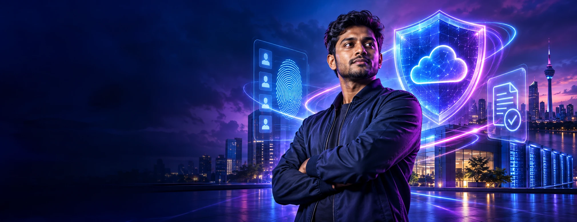 AI-generated Microsoft Certified Cloud Security Engineer (SC-200 + SC-300 + SC-400) campaign scene