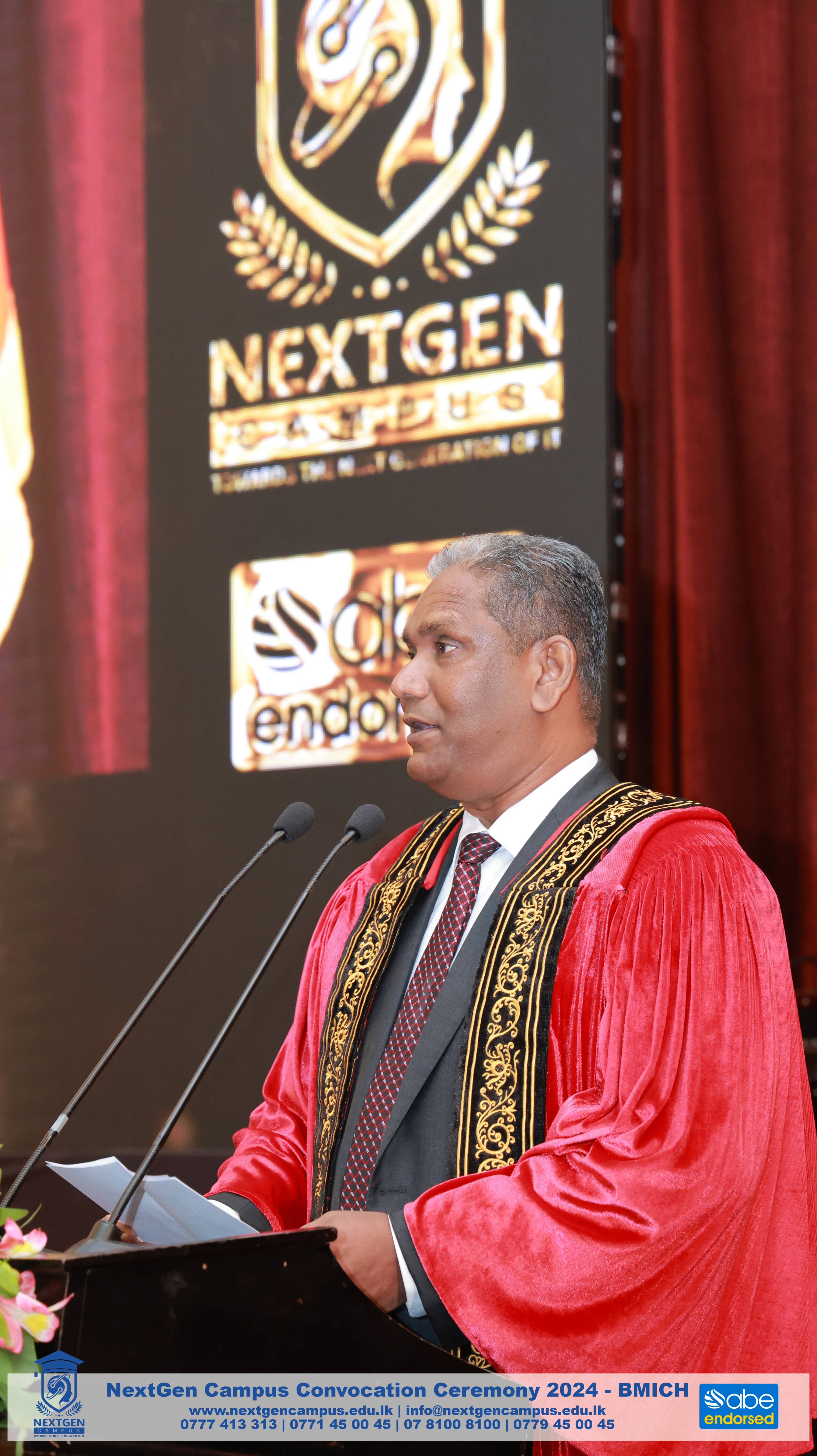 Second speaker addressing the NextGen Campus Convocation Ceremony 2024 at BMICH